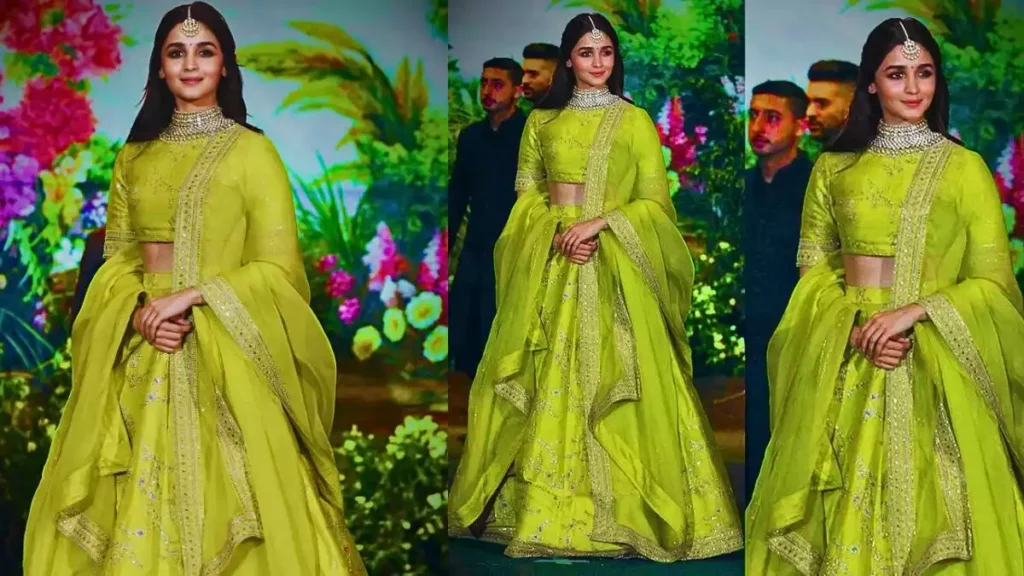 Alia Bhatt Parrot Green Lehenga